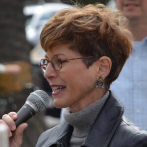 Lauren Steiner speaking at the rally.
