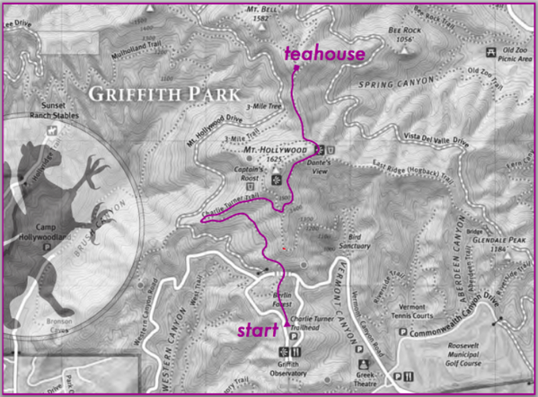 Map to Griffith Park Tea House. Photo courtesy Griffith Park Tea House @GParkTeaHouse