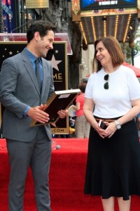 Paul Rudd with Vice President, Media Relations Producer, Hollywood Walk of Fame Ana Martinez