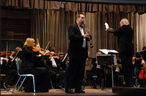 Jerome Kessler (right) conducting the Topanga Symphony