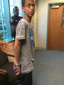This photo of Ahmed Mohamed being arrested spread rapidly on social media.