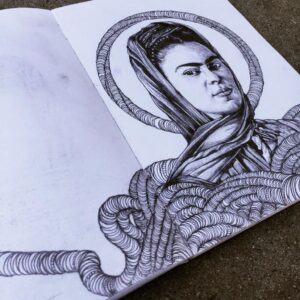 A sketch of Frida Kahlo by Steve Martinez.