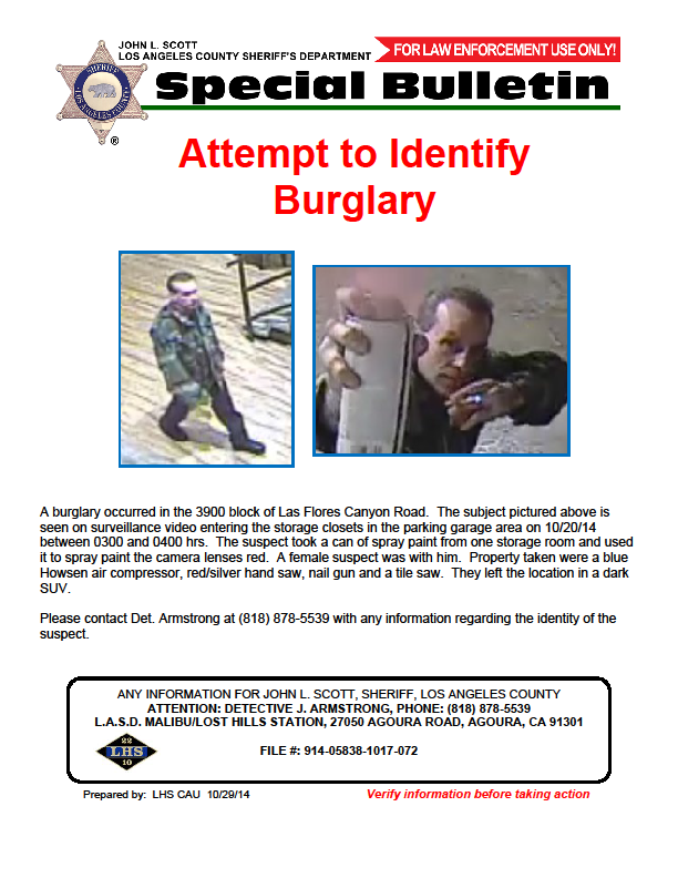 Police Seek Malibu Invasion Suspect