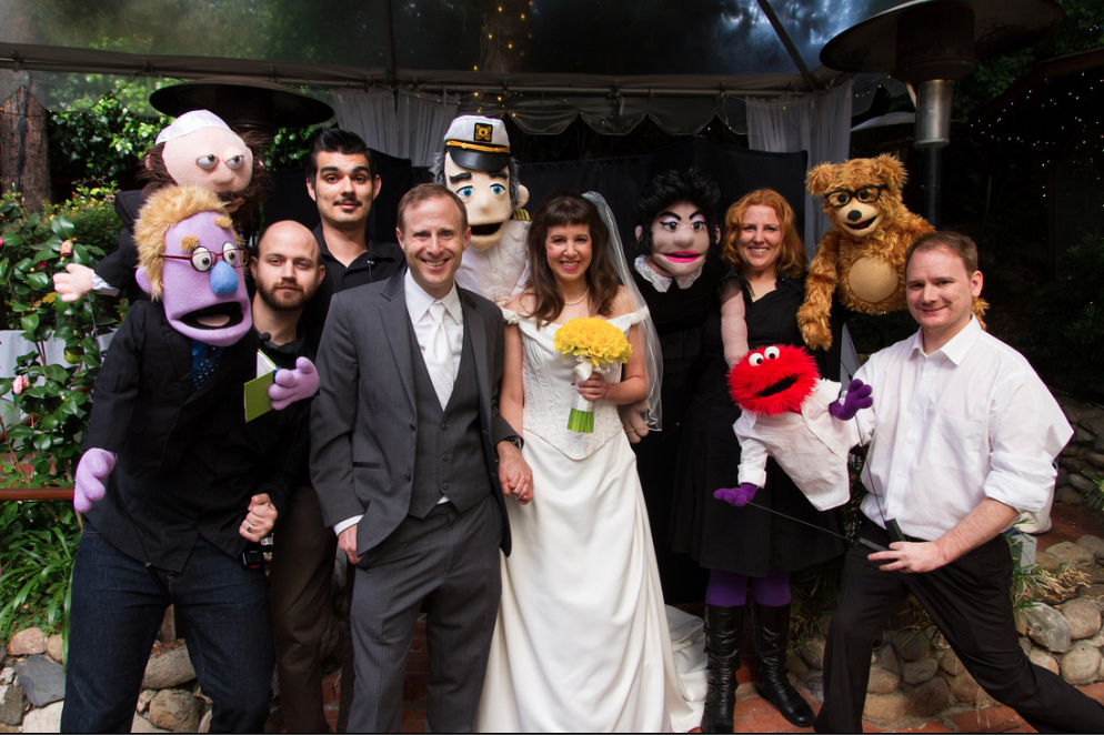 Joe Gold and Tammy Caplan were wed by a puppet in their creative and nontraditional wedding. Photo by Robert Orsa.