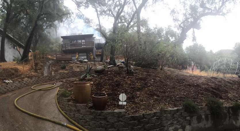 On July 18, a two-alarm fire, possibly caused by lightning, destroyed a two-story Topanga home.(Twitter via @LACountyFDPIO)