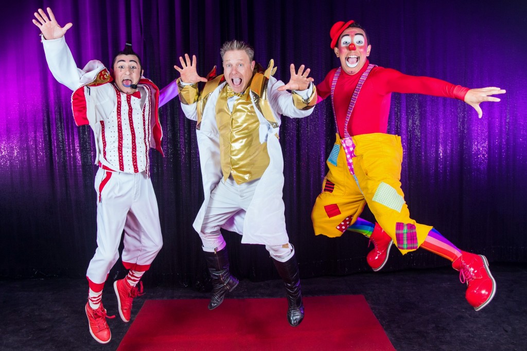 Some of the Circus Vargas performers clowning around.