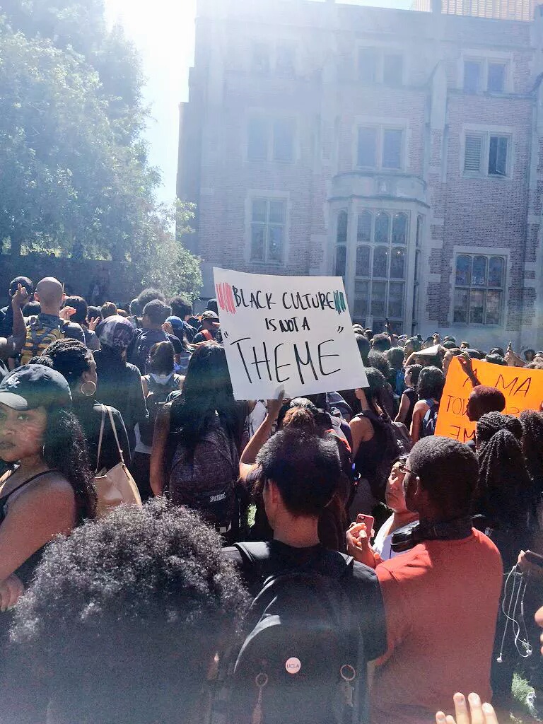 Students protesting on October 8, two days after the party occurred.