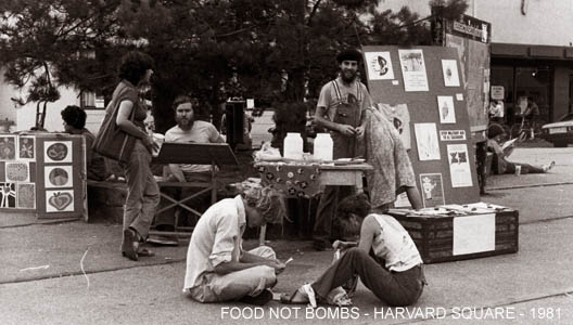 Foot Not Bombs in Harvard Square, 1981. 
