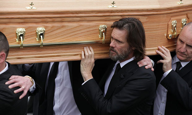 Carrey at White's funeral.