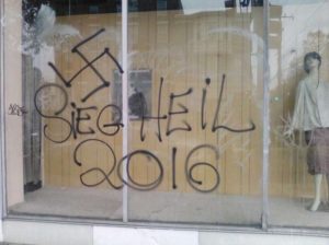 The message "Sieg Heil 2016" was spray-painted on a storefront in Point Breeze (The Philadelphia Inquirer).