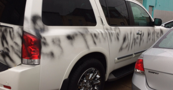 A white 2015 Nissan Armada was spray-painted with the messages "Trump Rules" and "Black B----" (Gateway Pundit).