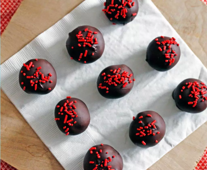 Vegan Dark Chocolate Red Wine Truffles, from With Love and Cupcakes
