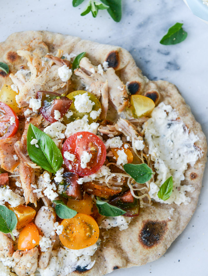 Smoky Grilled Pita Flatbreads with Creamy Feta, from How Sweet It Is