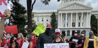 Salon Workers Rally At Capitol Pushing For Reopening