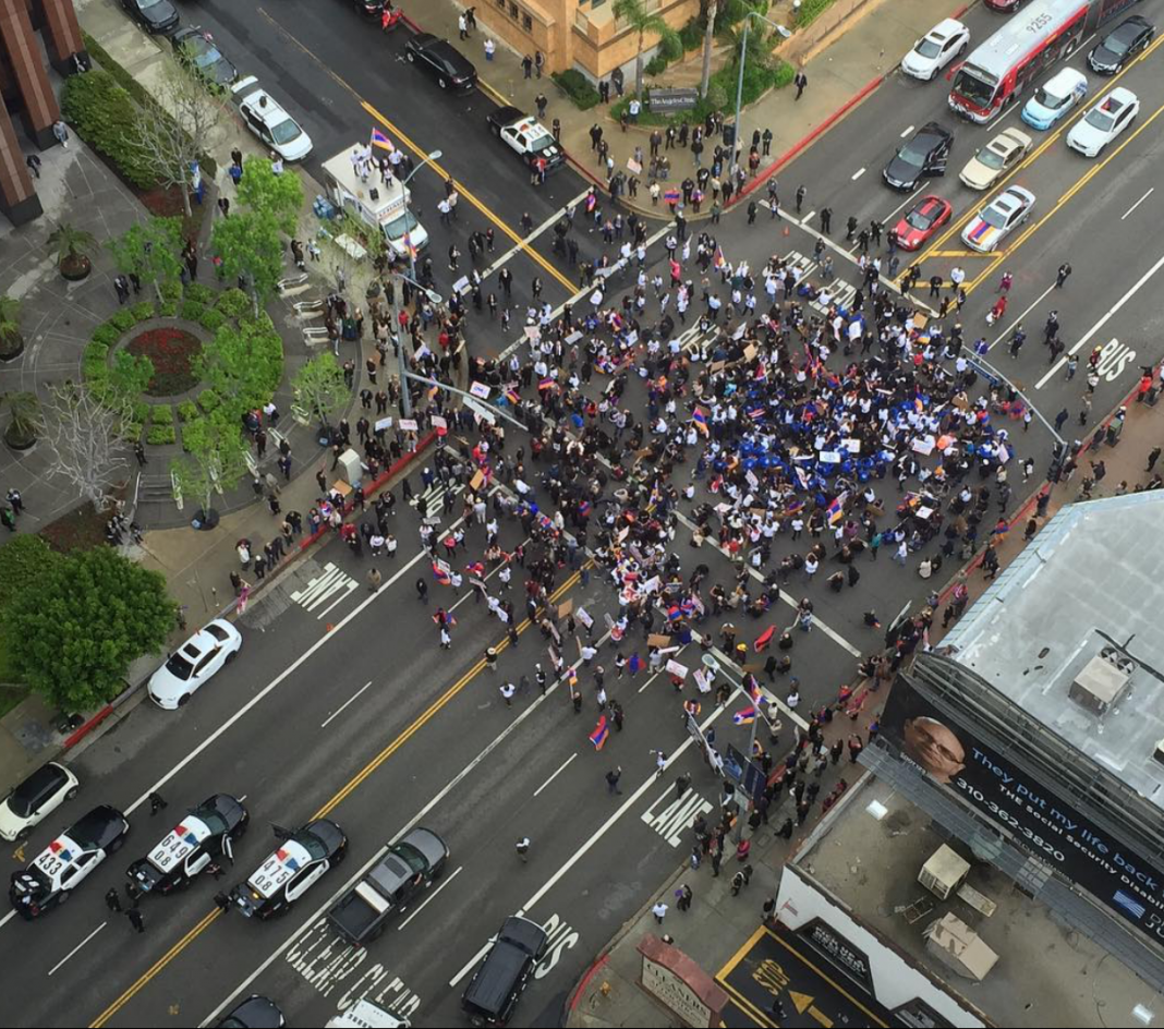 Protest in Santa Monica during daytime.