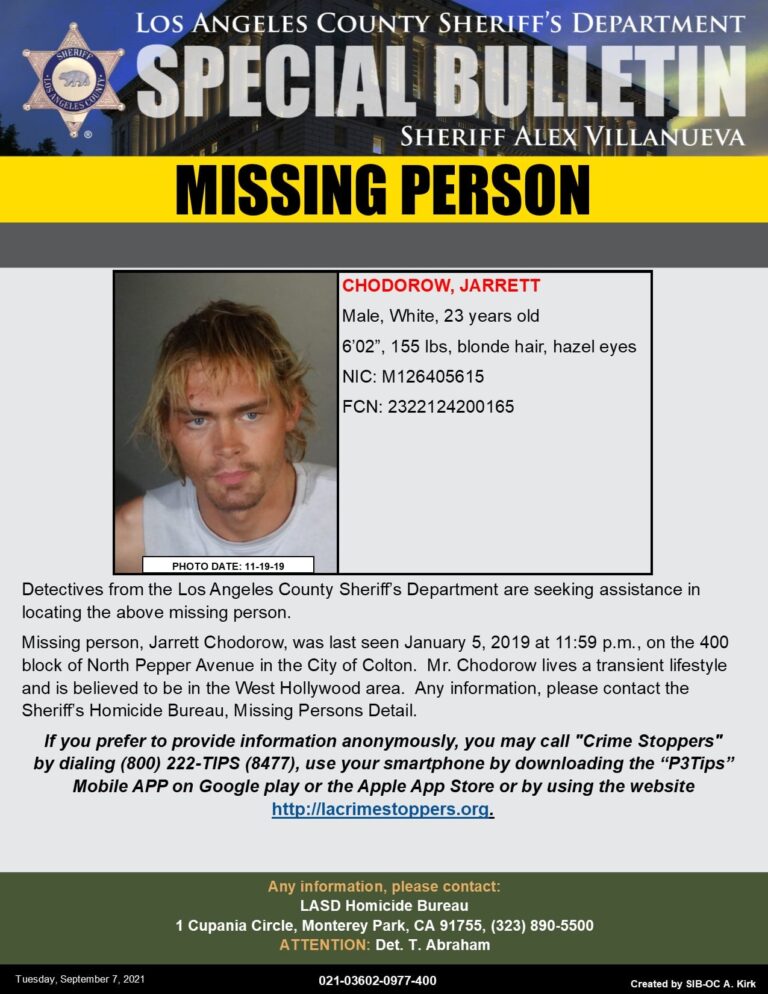 Authorities Searching For Jarrett Chodorow