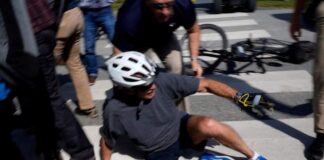 President Joe Biden Falls Off His Bicycle