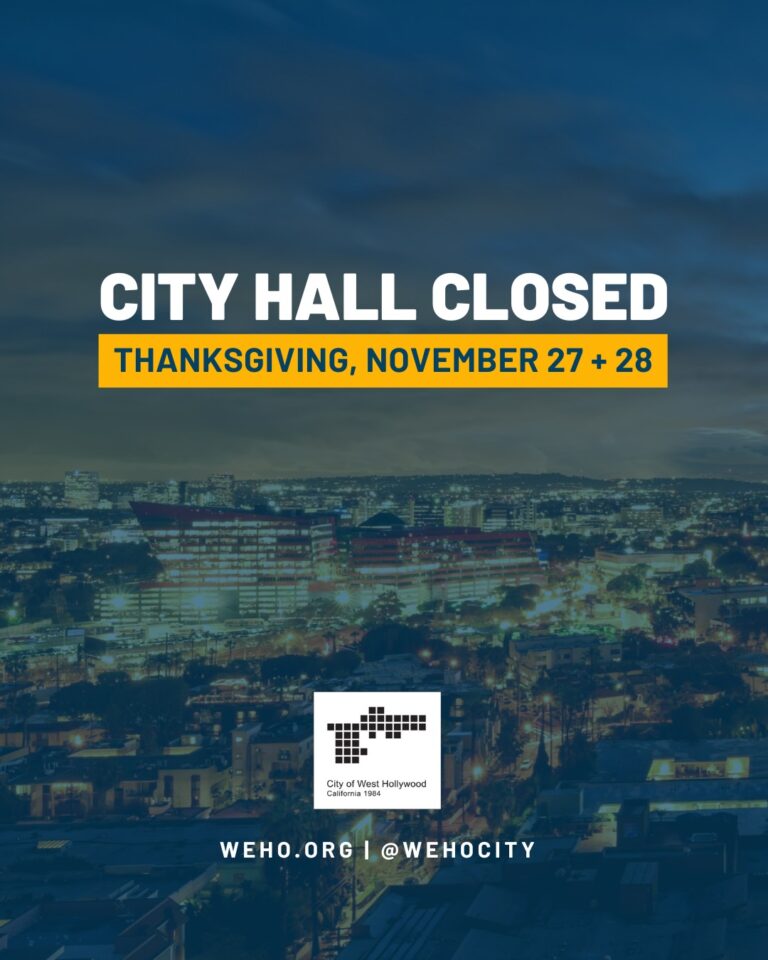 WeHo City Hall Closed November 24-25