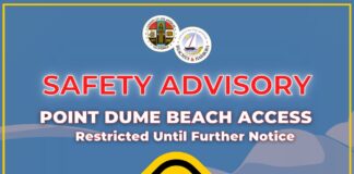 Safety Advisory Update Issued For Point Dume Beach Access